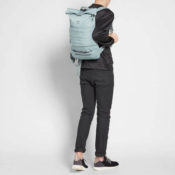 Adidas Originals Roll Top Backpack Blue Men Women Travel Sports Bag Athletic